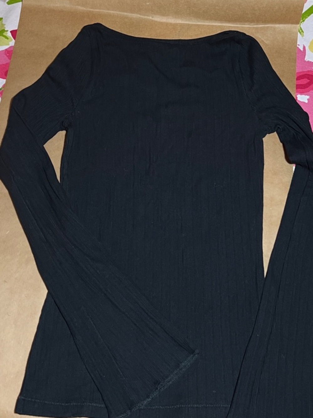 Madewell Black Ribbed Long-Sleeve Tee